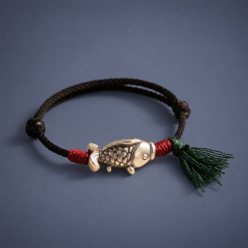 925 Sterling Silver Luck Koi Fish Braided Bracelet