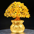 AngelSeer Natural Citrine Money Tree Gemstone Ornament - Feng Shui for Prosperity
