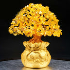 AngelSeer Natural Citrine Money Tree Gemstone Ornament - Feng Shui for Prosperity