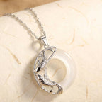 Natural White Jade Koi Lucky Necklace