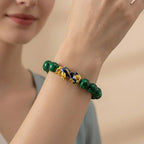 Feng Shui Pixiu Green Jade Bracelet — Wealth & Protection