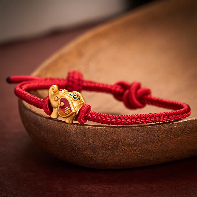 AngelSeer Handmade Red String Elephant Love Heart Protection Braided Adjustable Bracelet