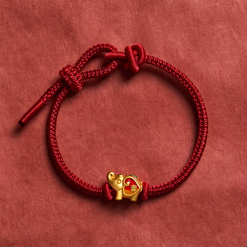AngelSeer Handmade Red String Elephant Love Heart Protection Braided Adjustable Bracelet