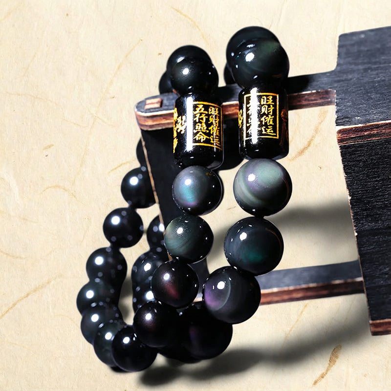 Natural Rainbow Obsidian Positive Transformation Bracelet