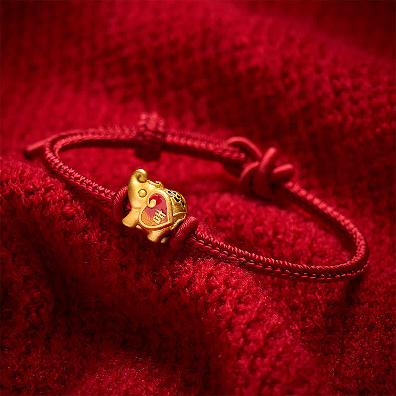 AngelSeer Handmade Red String Elephant Love Heart Protection Braided Adjustable Bracelet