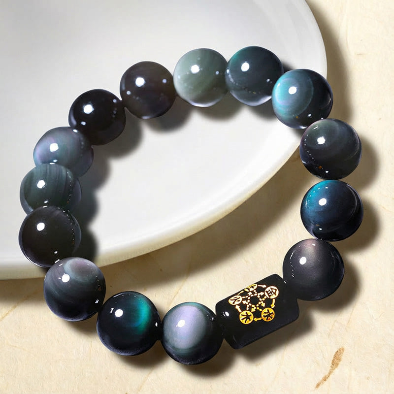 Natural Rainbow Obsidian Positive Transformation Bracelet