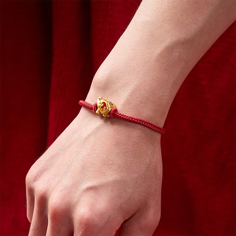AngelSeer Handmade Red String Elephant Love Heart Protection Braided Adjustable Bracelet