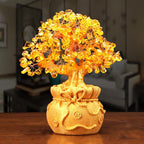 AngelSeer Natural Citrine Money Tree Gemstone Ornament - Feng Shui for Prosperity
