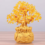AngelSeer Natural Citrine Money Tree Gemstone Ornament - Feng Shui for Prosperity