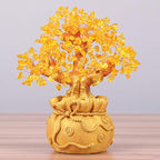 AngelSeer Natural Citrine Money Tree Gemstone Ornament - Feng Shui for Prosperity
