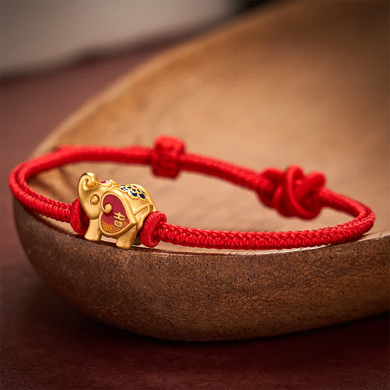 AngelSeer Handmade Red String Elephant Love Heart Protection Braided Adjustable Bracelet