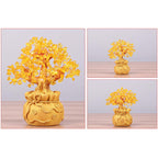 AngelSeer Natural Citrine Money Tree Gemstone Ornament - Feng Shui for Prosperity