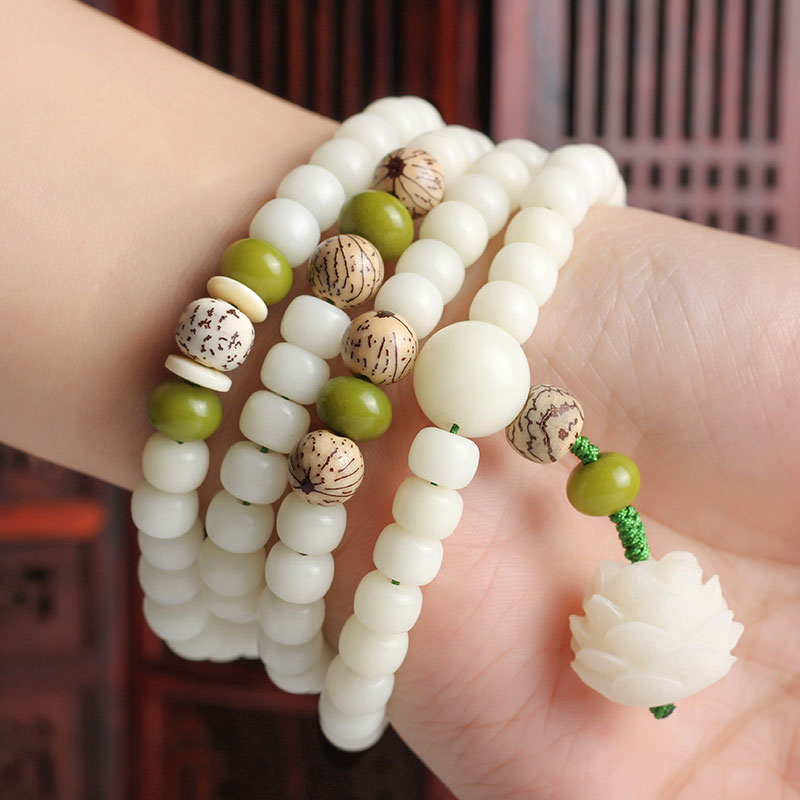 AngelSeer "Hoping for Serenity and Mindfulness" Bodhi Lotus Mala Includes Gift Message Card